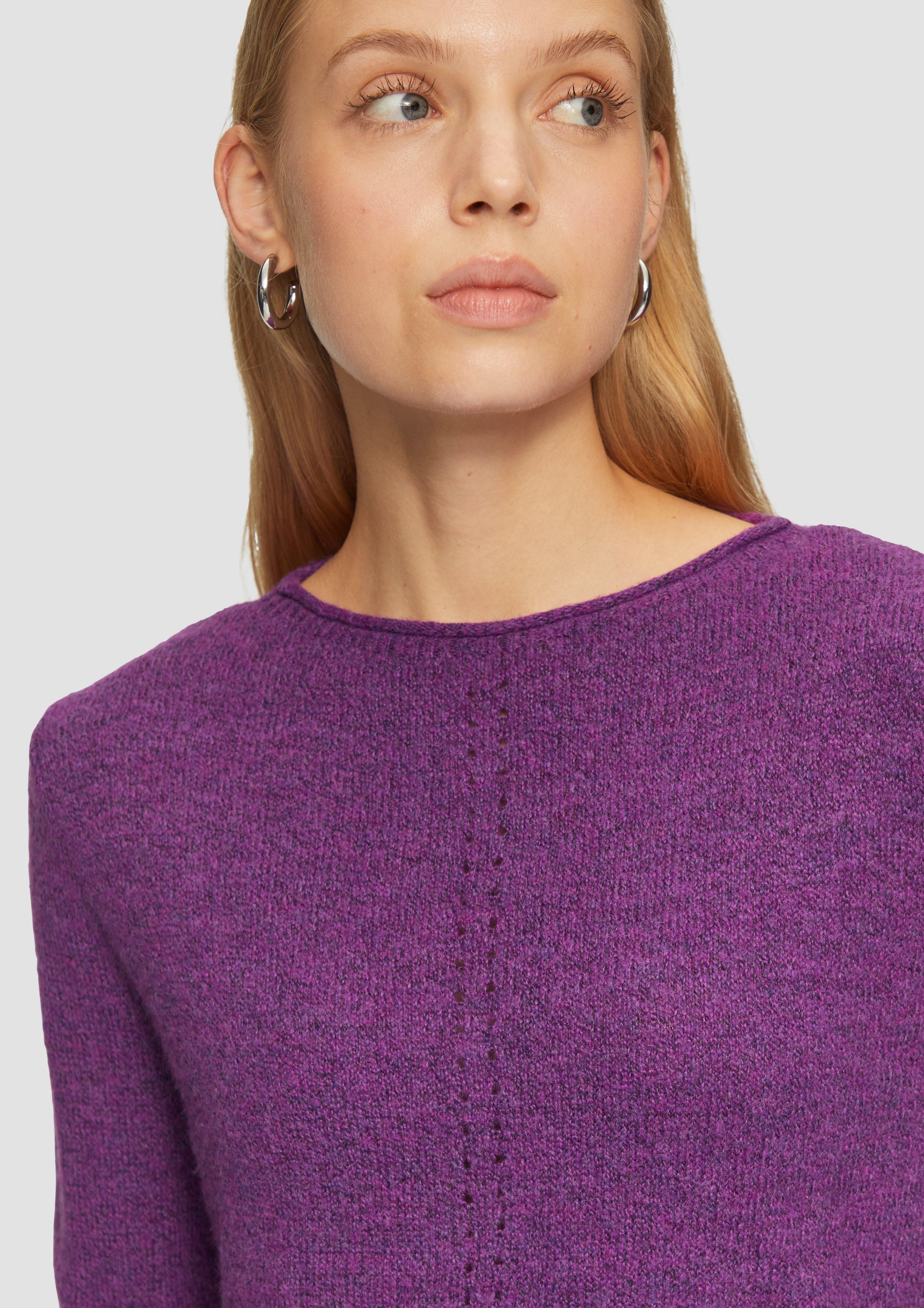 QS Strickpullover Weicher Strickpullover mit Ajour-Detail günstig online kaufen