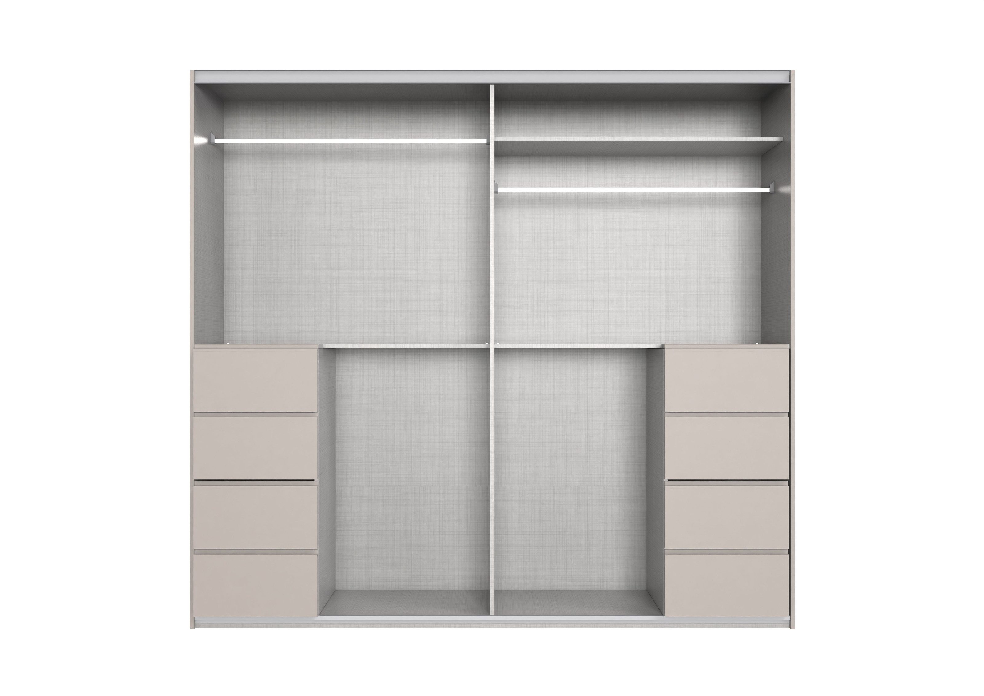 freiraum Schwebetürenschrank BALI in SAHARAGRAU + GLAS SAHARAGRAU - 225x208x64 (BxHxT)