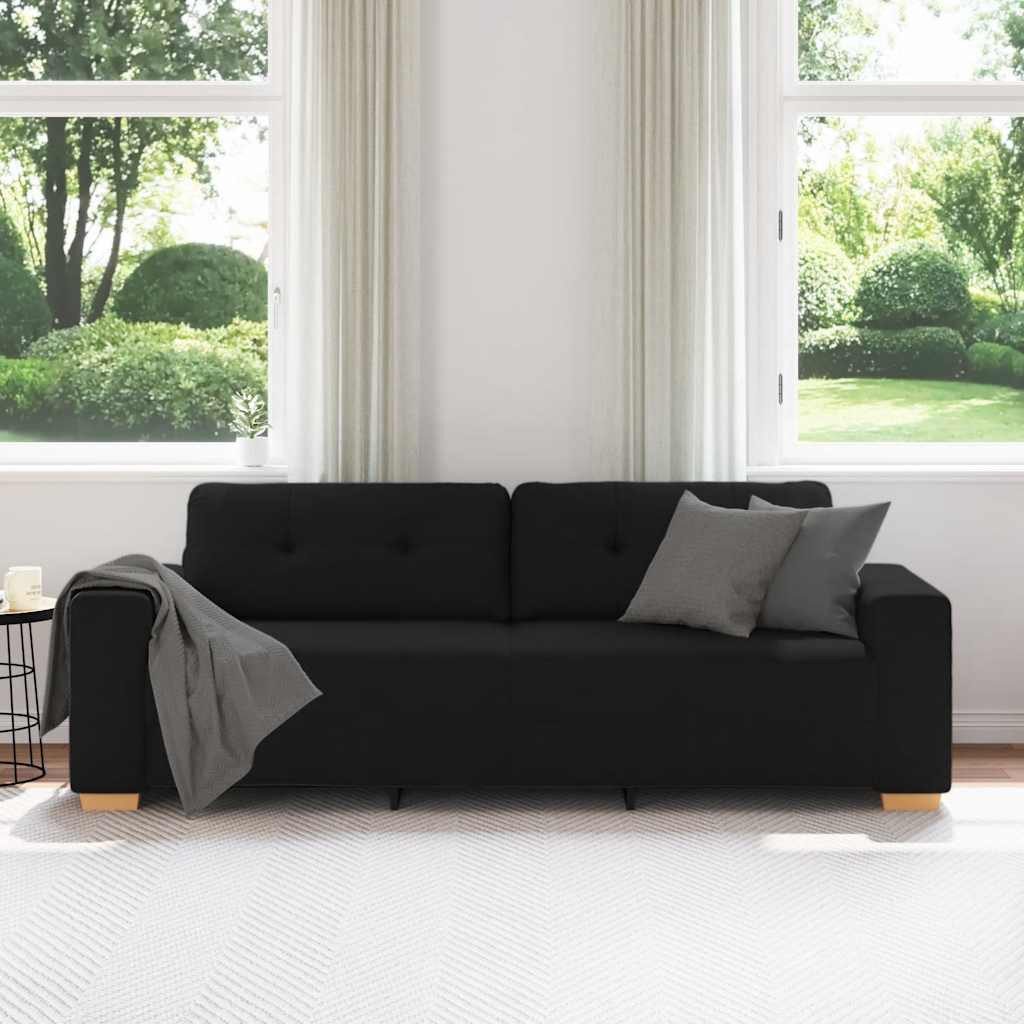 vidaXL Sofa 3-Sitzer-Sofa Schwarz 180 cm Stoff günstig online kaufen