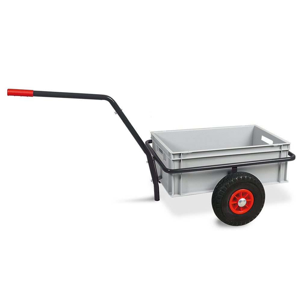 BRB-Lagertechnik Transportwagen Handwagen anthrazit mit Kunststoffkasten 600x400x220 mm