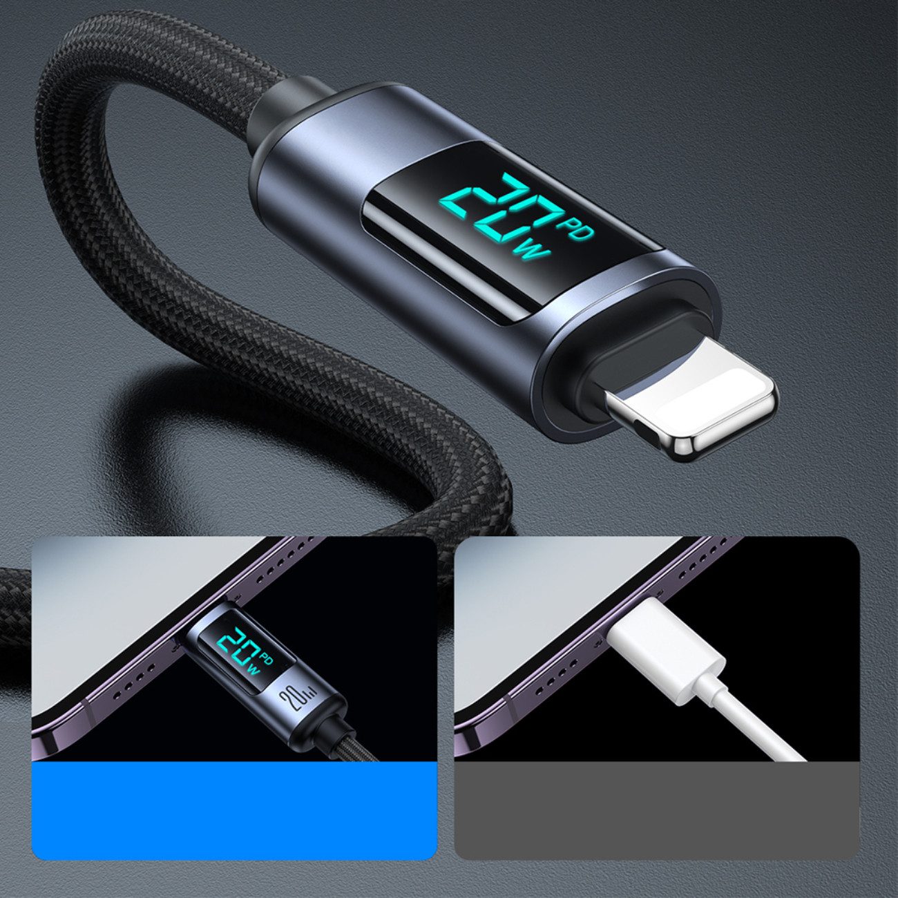 JOYROOM Prism USB-Kabel, (120 cm), USB-C auf Lightning Kabel 20W PD mit LED-Anzeige, 1,2 m