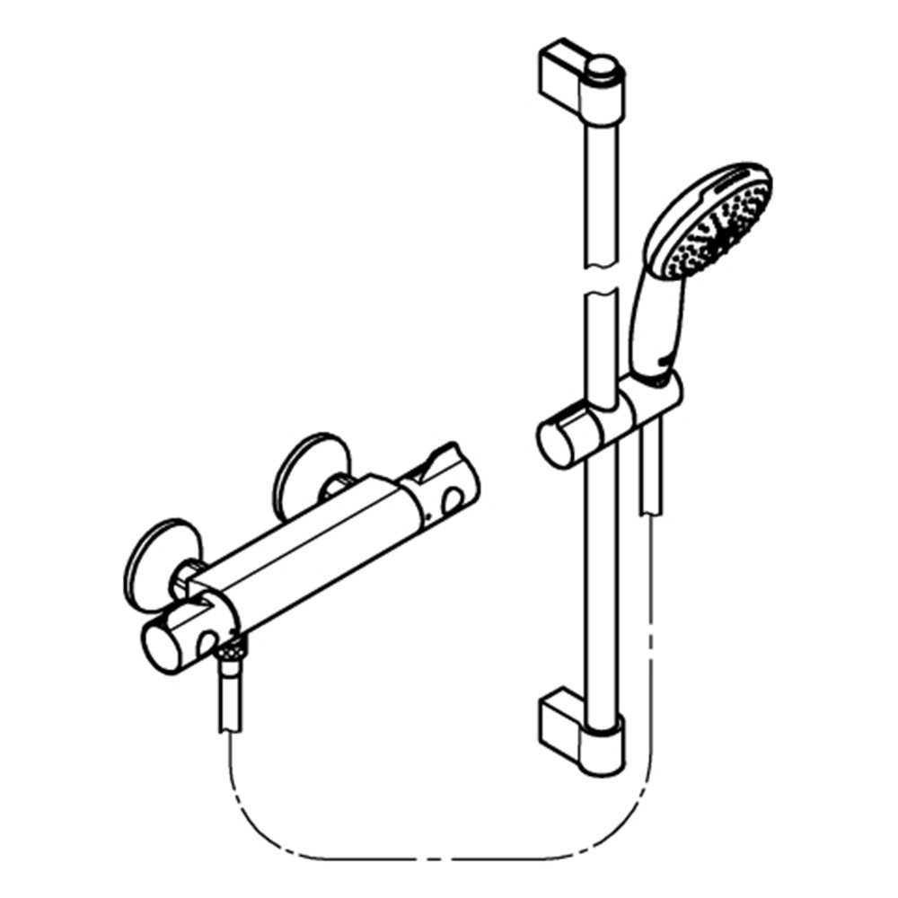 Grohe Stangenbrause-Set GROHE THM-Brausebatterie Grohtherm 800 mit Brausegarnitur 600mm chrom, Höhe 60,00 cm