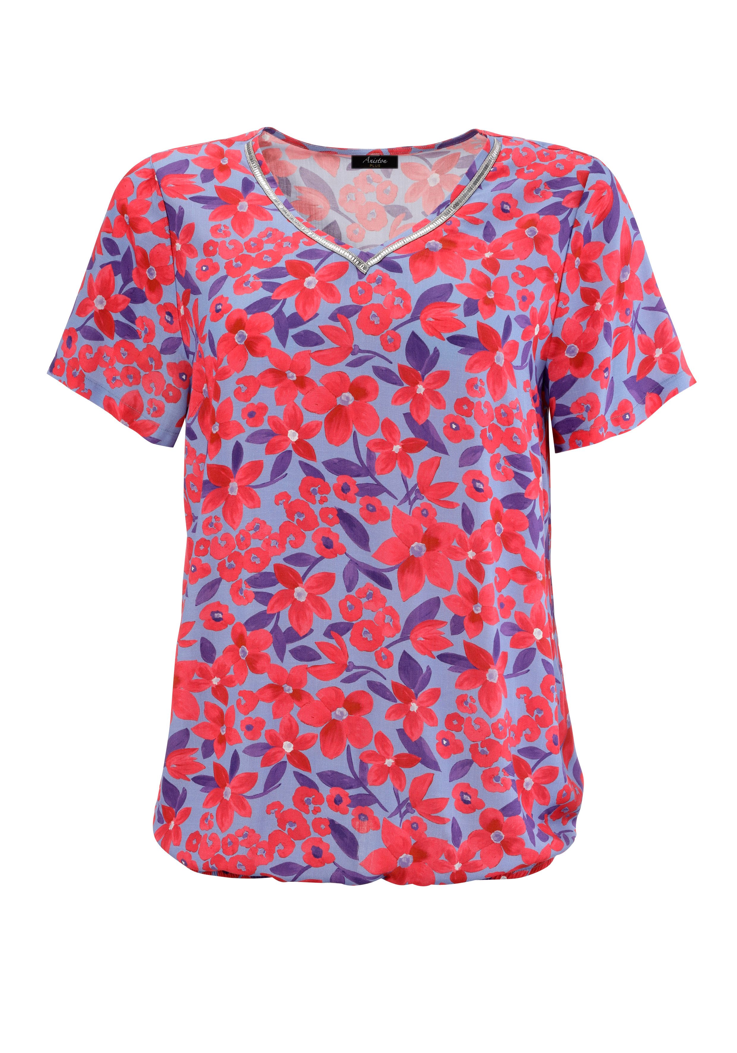 Aniston PLUS shirt blouse with glittering decorative ribbons on the V-neck