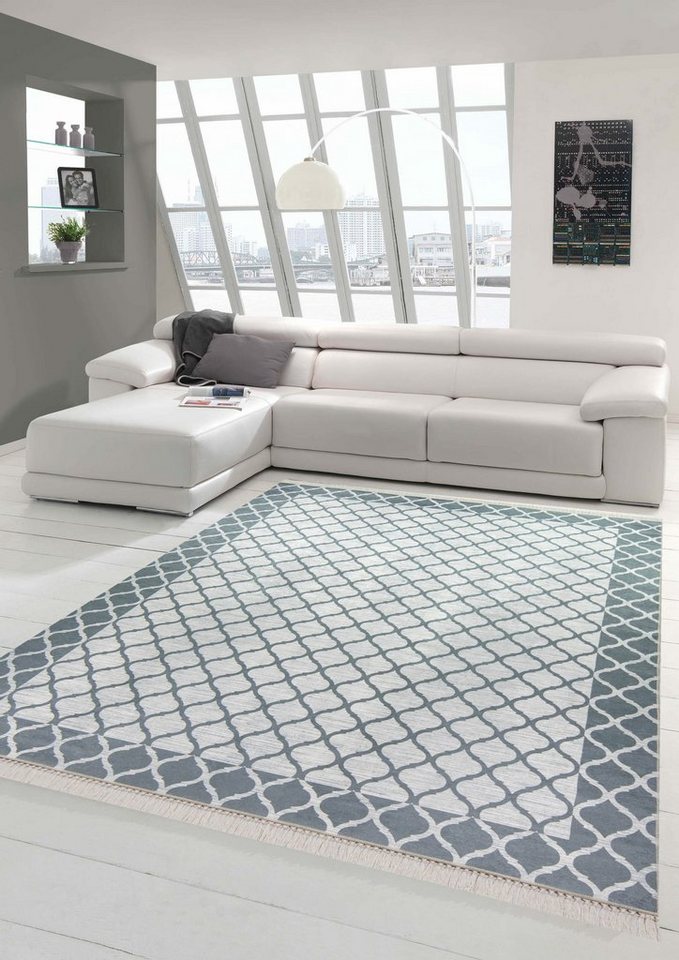 Teppich Teppich design Wohnzimmerteppich marokkanisch waschbar in grau,  Teppich-Traum, rechteckig, Höhe: 5 mm