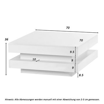 Merax Couchtisch mit LED-Beleuchtung inkl. Fernbedienung, Beistelltisch weiß, Kaffetisch