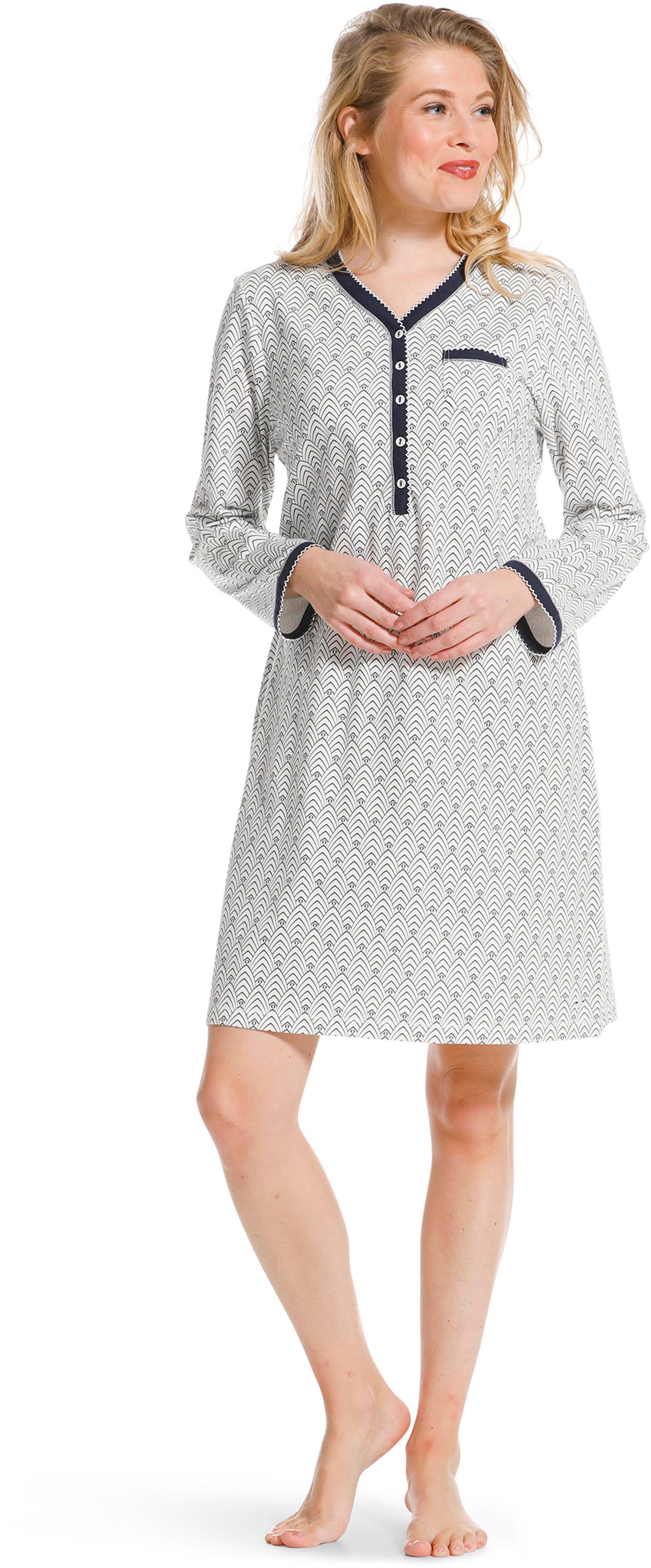 Baumwolle, Nachthemd mit (1-tlg) Größen Damen Pastunette Arm Schlafshirt großen langem auch in
