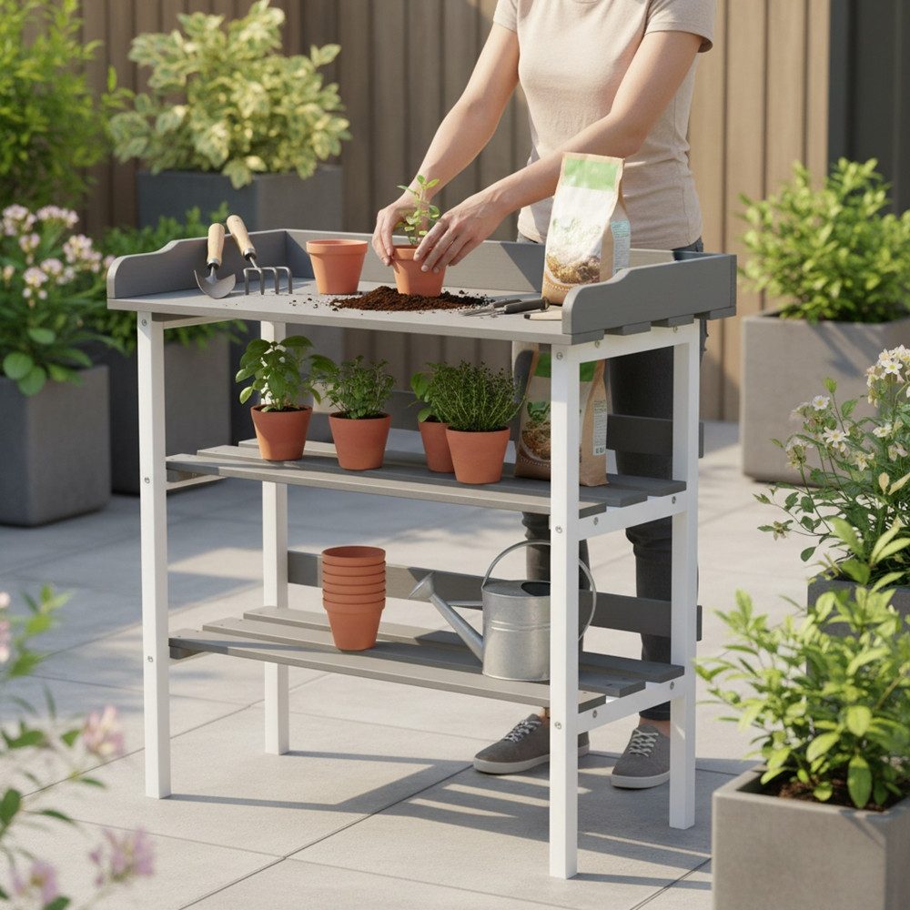 Mucola Pflanztisch Gartentisch Gärtnertisch mit Ablage Gartenarbeitstisch B günstig online kaufen