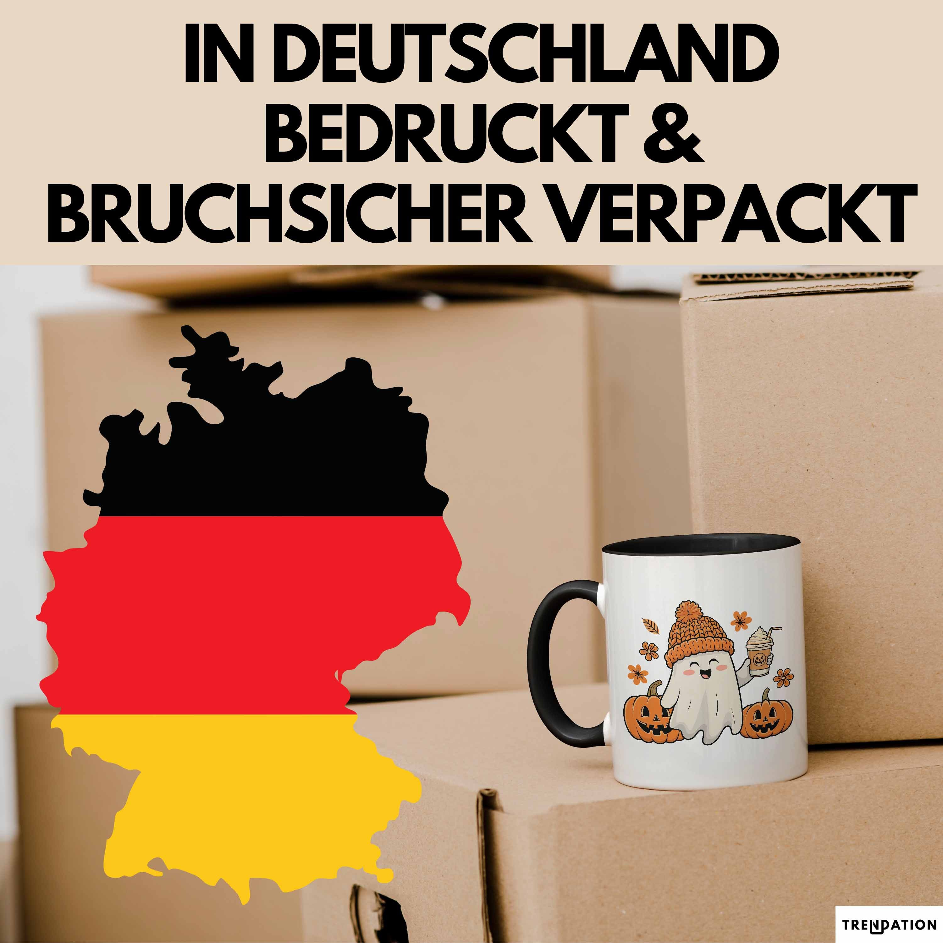 Trendation Tasse Halloween Tasse Geschenk Kürbis Geschenkidee Oktober Kaffee-Becher – Bild 5 von 5