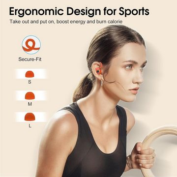 Poounur Kabellos Bluetooth 5.3, 50Std Ultraleicht Earbuds mit Bügel In-Ear-Kopfhörer (Ergonomisches Design für ultraleichten Tragekomfort, perfekt für Sport und Alltag., Noise Cancelling OhrhörerHiFi StereoLED Anzeige IP7 Wasserdicht Joggen)