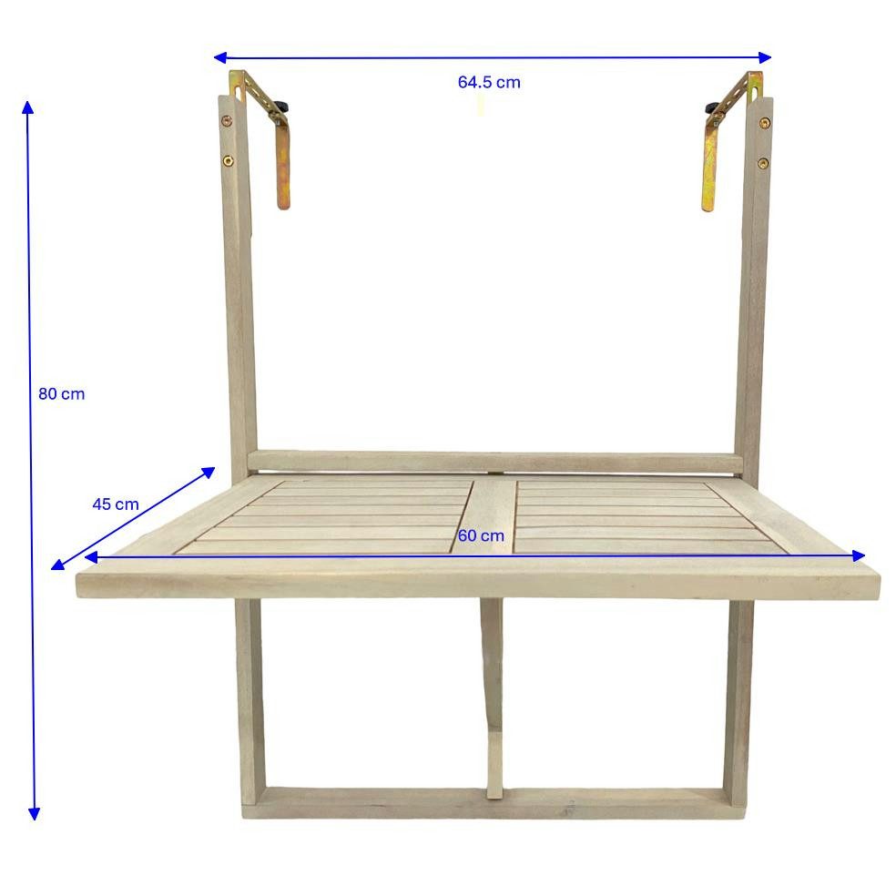 ESTEXO Gartentisch Balkonhängetisch Balkontisch Hängetisch Klapptisch Balkon Tisch Weiß