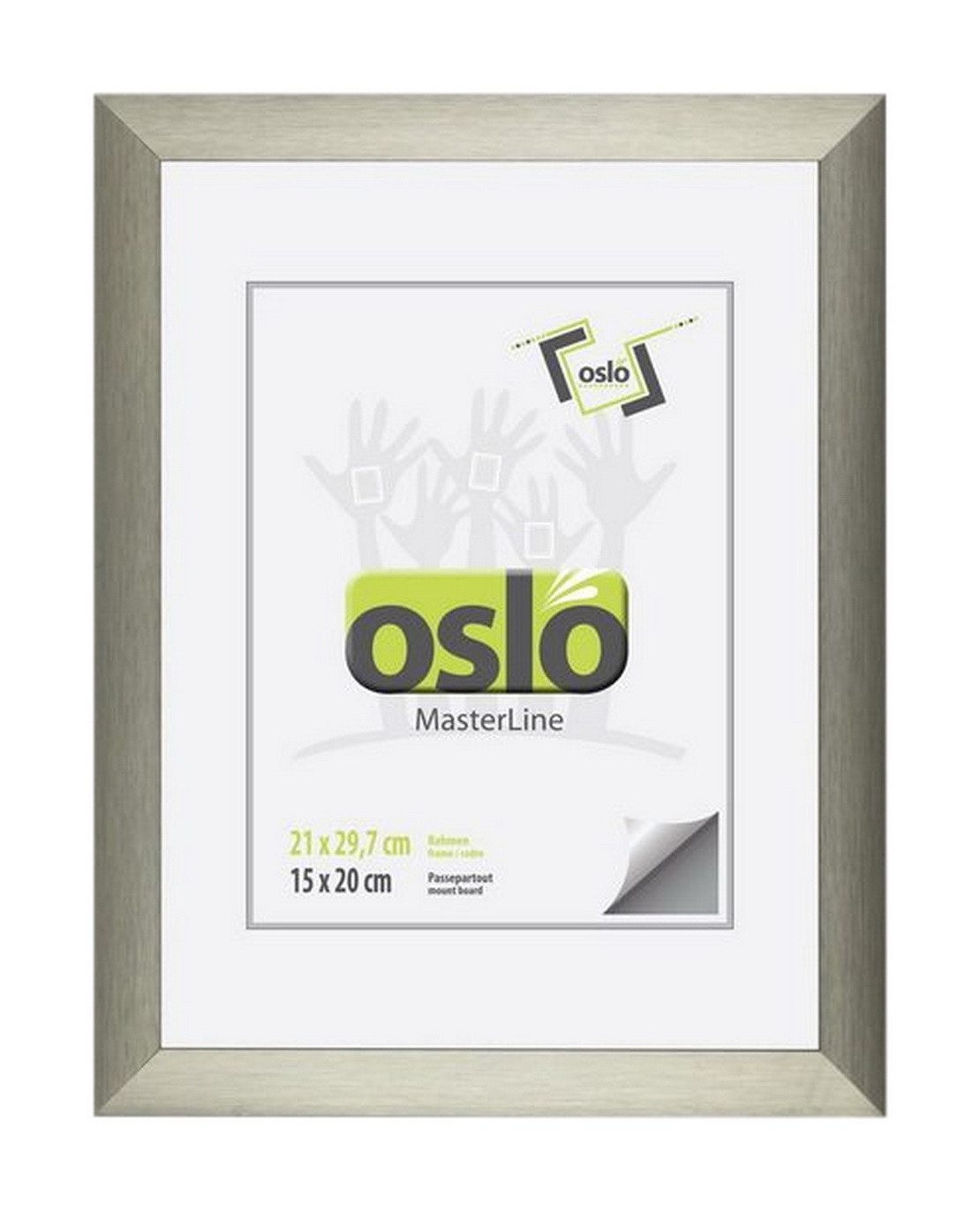 Oslo MasterLine Einzelrahmen Bilderrahmen Fotorahmen 21 x 30 Urkundenformat DIN A4 exakt 21 x 29,7, Urkundenrahmen Aluminium champagner Echtglas stabiler Aufsteller
