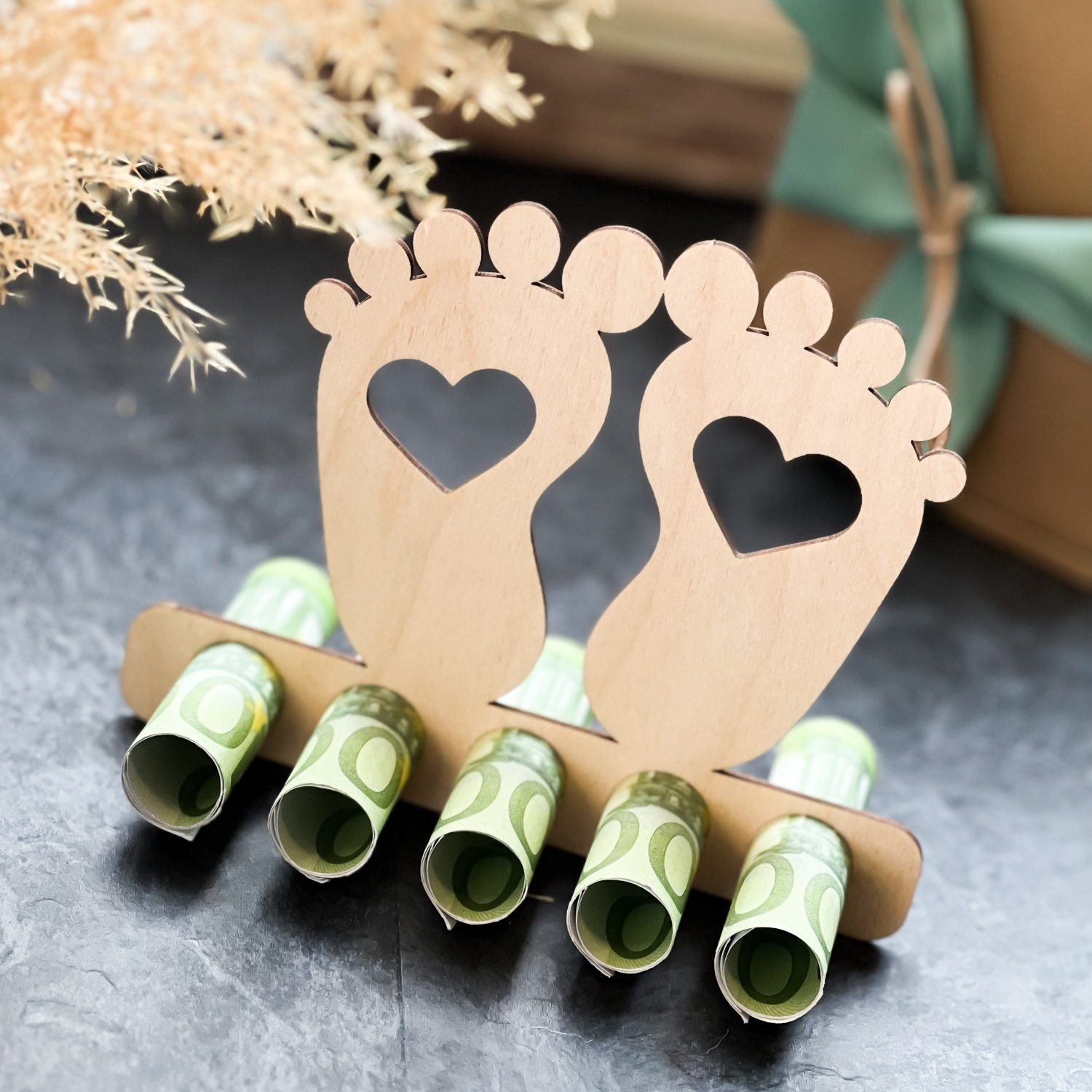 Spruchreif® Spardose Geldgeschenk Baby, Geschenke aus Holz