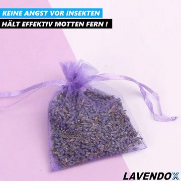 Lavendelbeutel LAVENDOX Lavendelsäckchen Lavendelkissen Mottenschutz Premium, MAVURA, Duftsäckchen Lavendel Schrankduft Organza Duft Säckchen [20er Set]