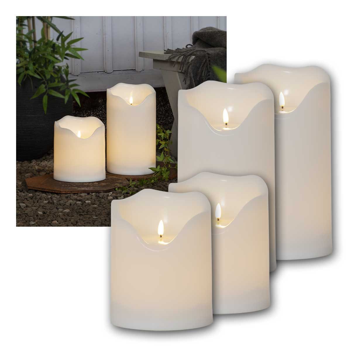 STAR TRADING LED-Leuchtmittel XXL Outdoor LED Kerze GRAND, 3D Flamme, 4er Set