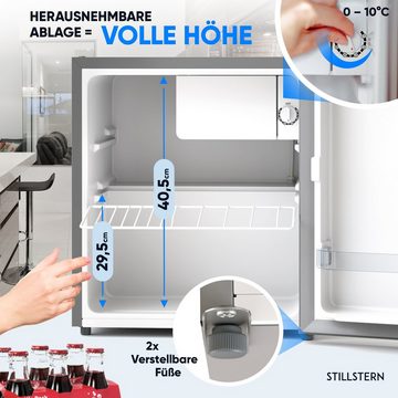 Stillstern Table Top Kühlschrank KB 46.2, 45 cm hoch, 51 cm breit, Mini Kühlschrank E 45L mit Abtauautomatik