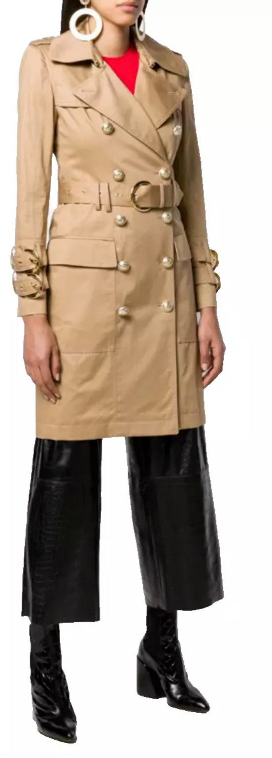 Balmain Paris Trenchcoat Double-Breasted Golden Button t Pariser Flair Mantel S Gunflap und Rückenklappe für zusätzlichen Schutz und Stil