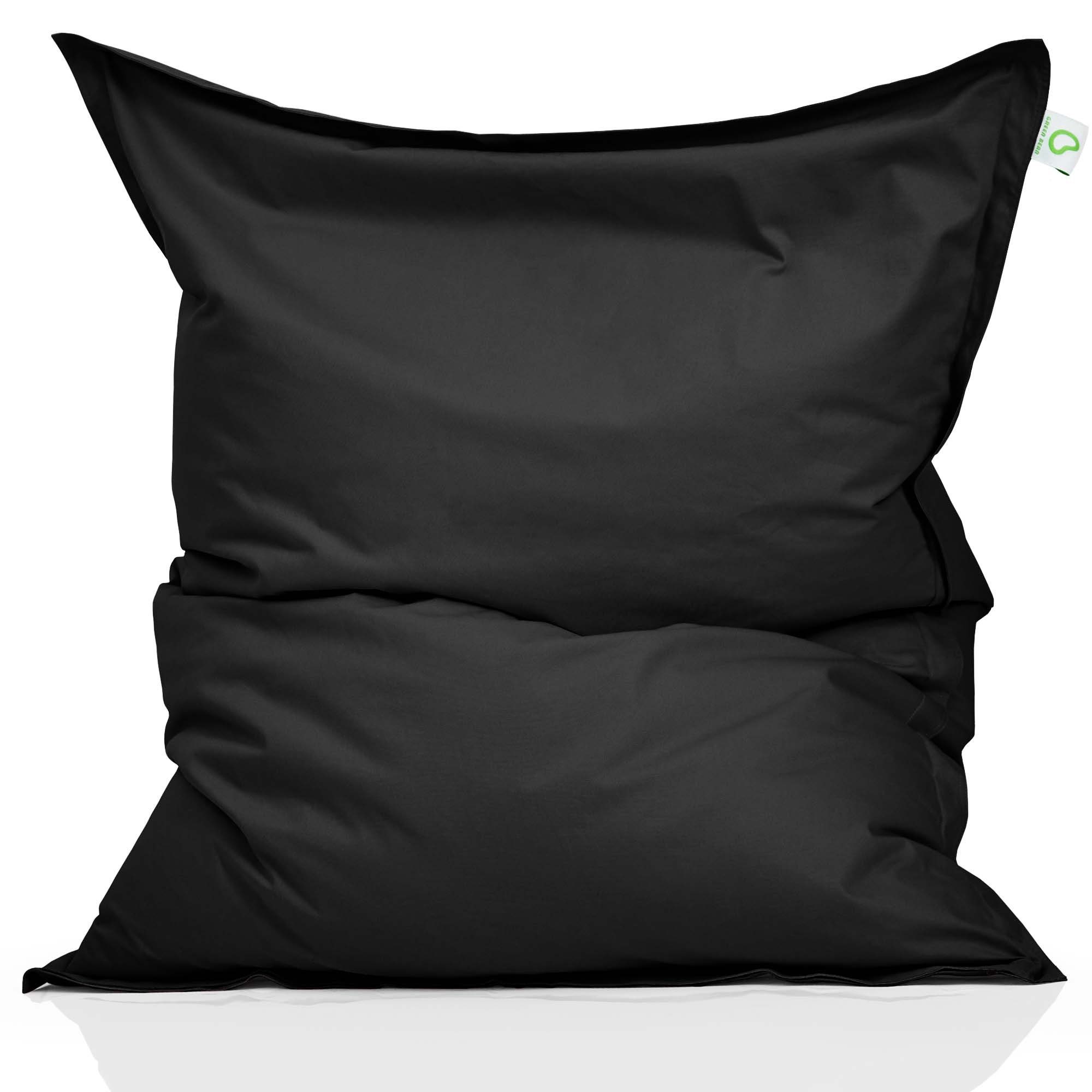 Green Bean Sitzsack Square (Indoor Bean Bag XXL 140x180cm 380 Liter, Kinder & Erwachsene Bean Bag), EPS Perlen Füllung Riesensitzsack Groß Liegekissen Sitzkissen Schwarz