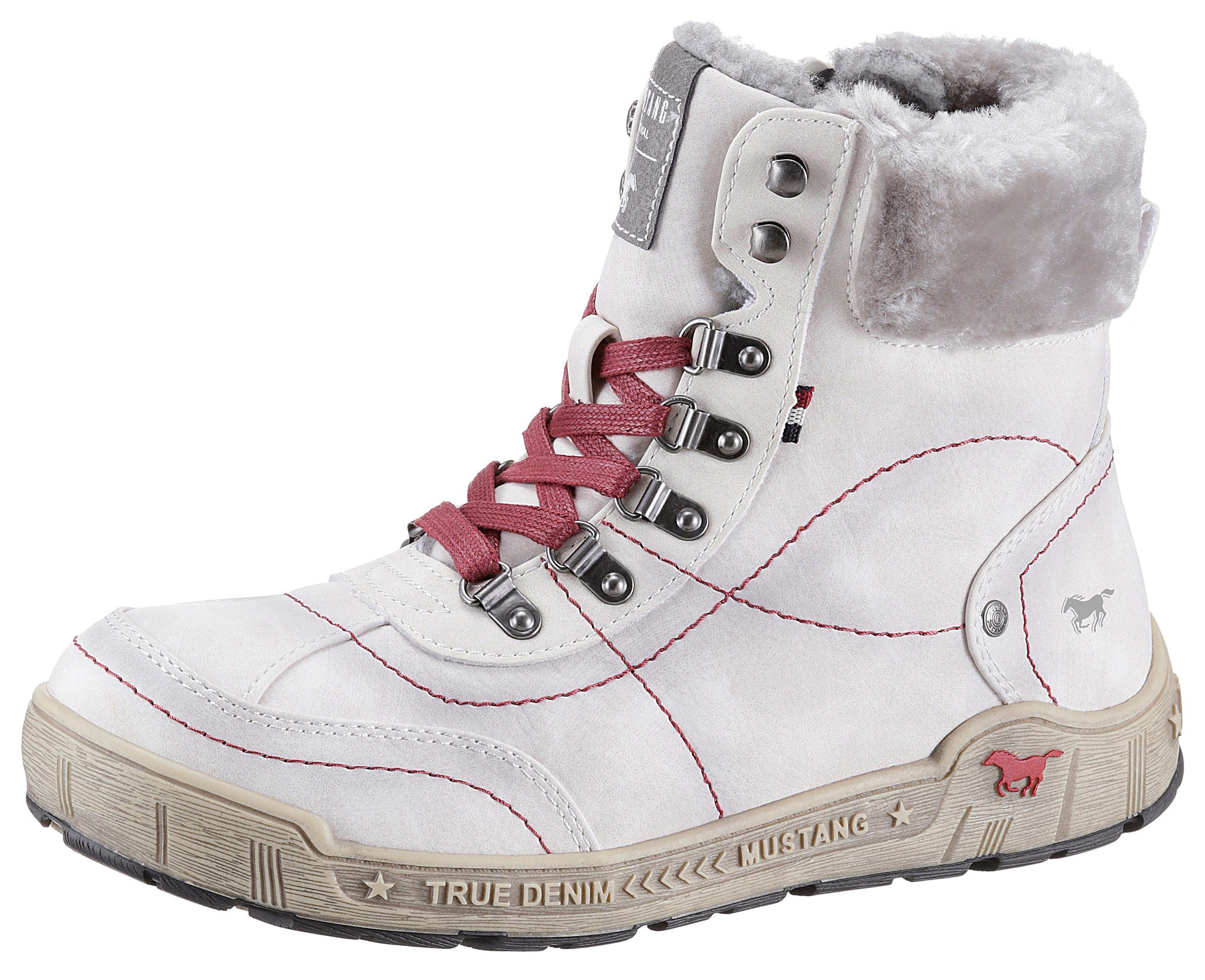 Mustang Shoes Winterboots mit Kunstfellkragen in Weite G = weit offwhite-used