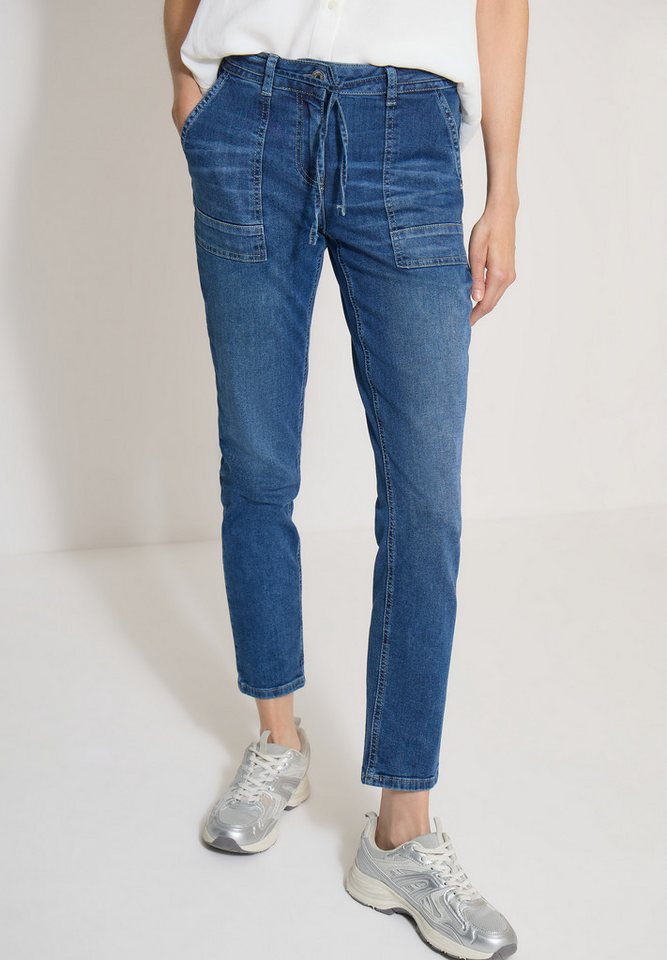 CECIL Straight-Jeans Style Scarlett mit Gürteldetail zum Binden / Stretch