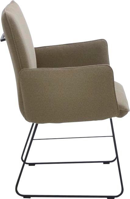 am Rücken, Steppung K+W Wohnen Drahtkufengestell sand im in (1 St), Griff & schwarz, Armlehnstuhl Sitz Komfort Metall