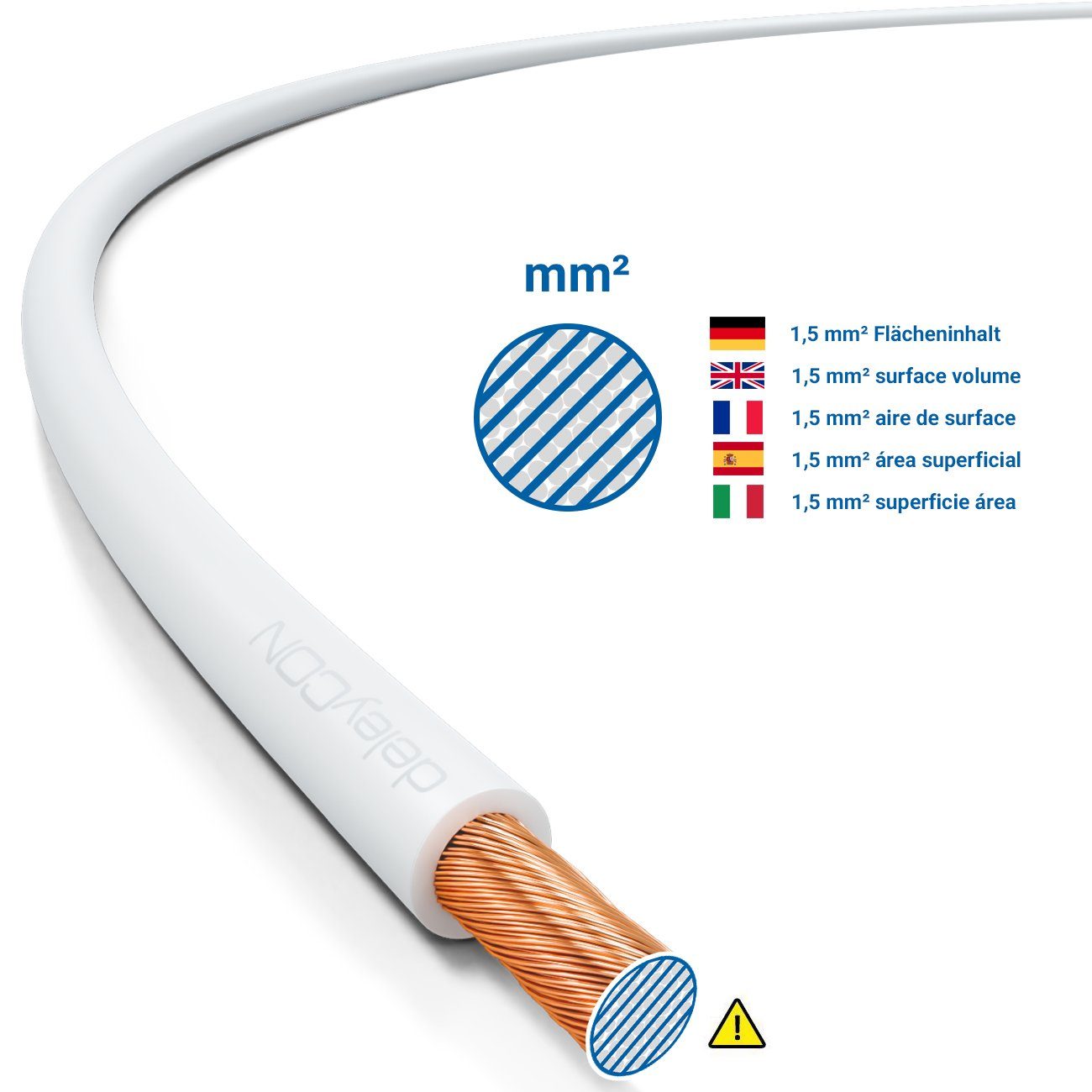 deleyCON deleyCON 25m Lautsprecherkabel 2x 1,5mm² CCA 2x48x0,20mm Litze -  Weiß Audio-Kabel