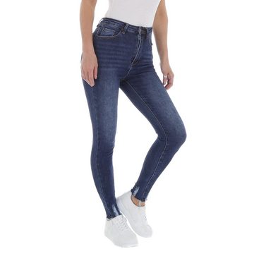 Ital-Design Skinny-fit-Jeans Damen Freizeit Used-Look Stretch High Waist Jeans in Blau