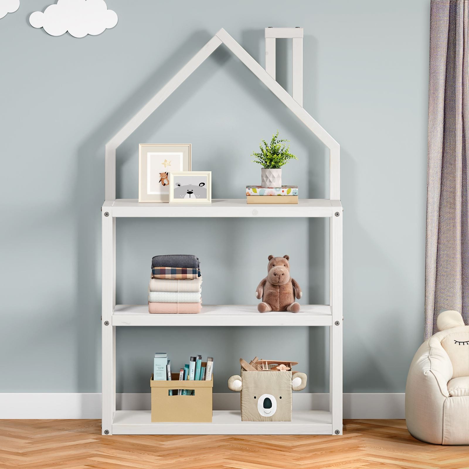 IDIMEX Kinderregal LENISE, Kinderzimmer Bücherregal in Hausform aus Massivh günstig online kaufen