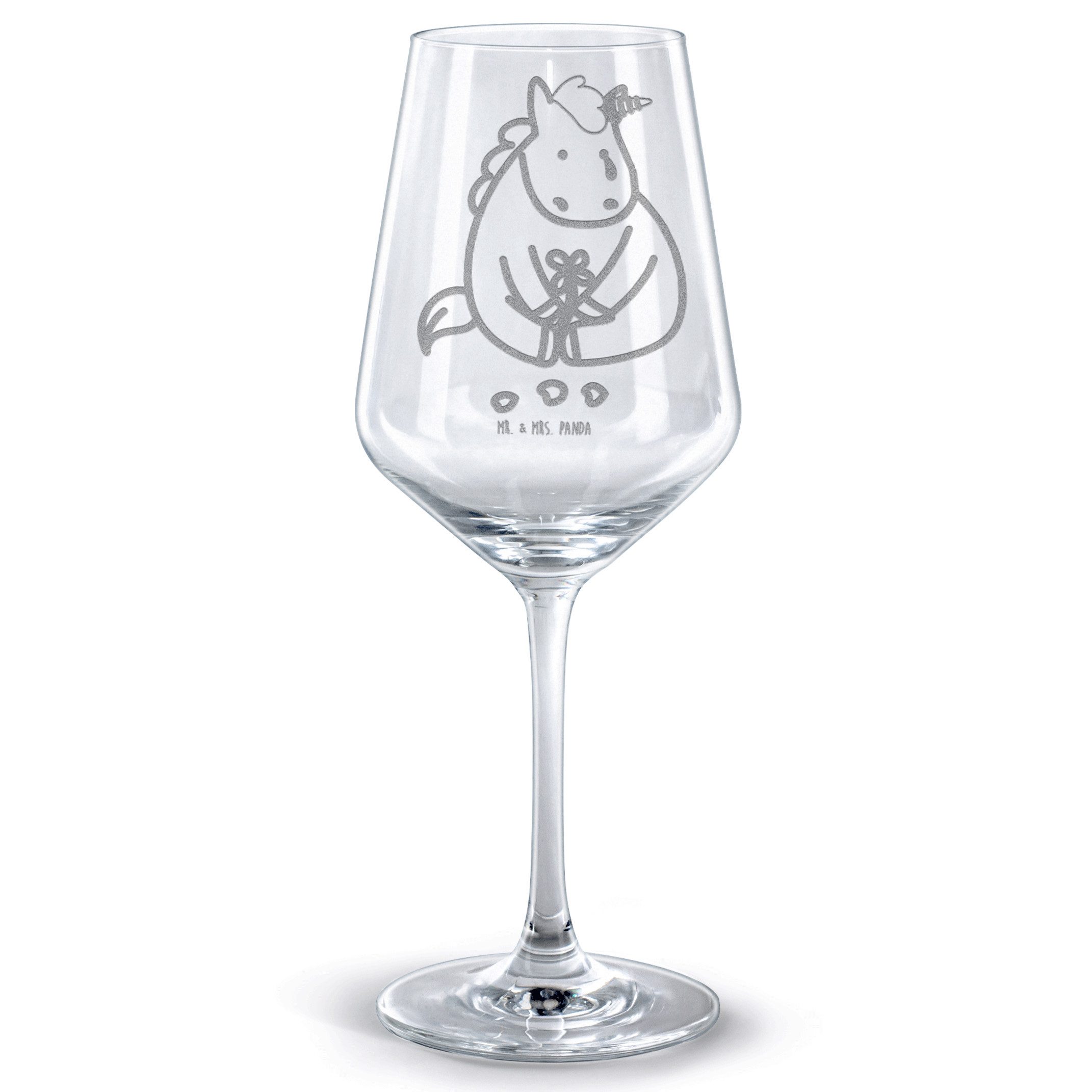 Mr. & Mrs. Panda Rotweinglas Einhorn Traurig - Transparent - Geschenk, Glitzer, Rotweinglas, Weing, Premium Glas, Luxuriöse Gravur
