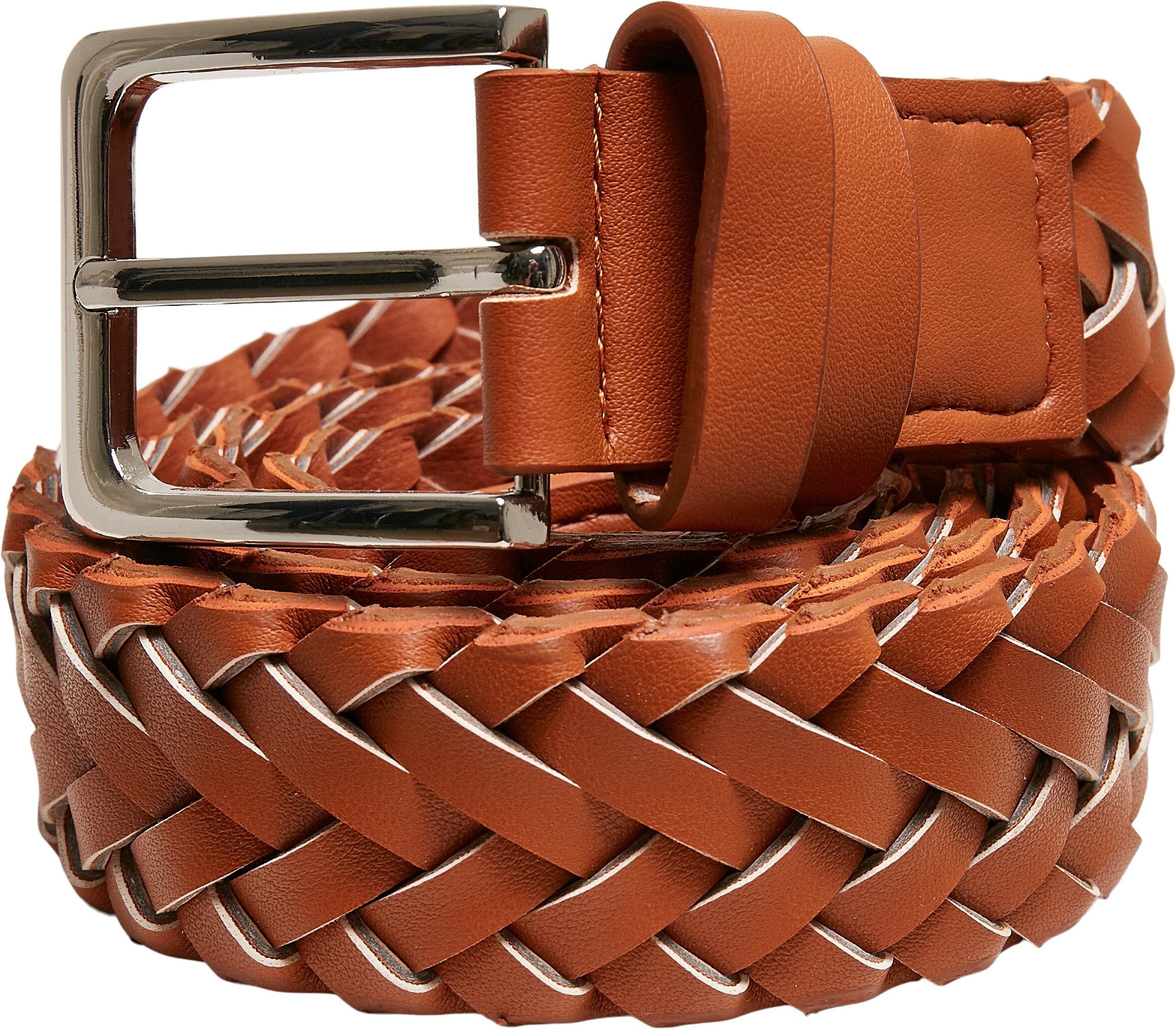 URBAN CLASSICS Hüftgürtel Accessoires Braided Synthetic Leather Belt lightbrown