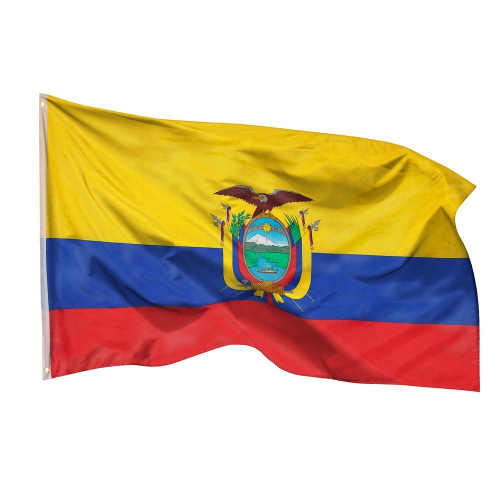 PHENO FLAGS Flagge Ecuador Flagge 90 x 150 cm Ecuadorianische Fahne Nationalflagge (Hissflagge für Fahnenmast), Inkl. 2 Messing Ösen