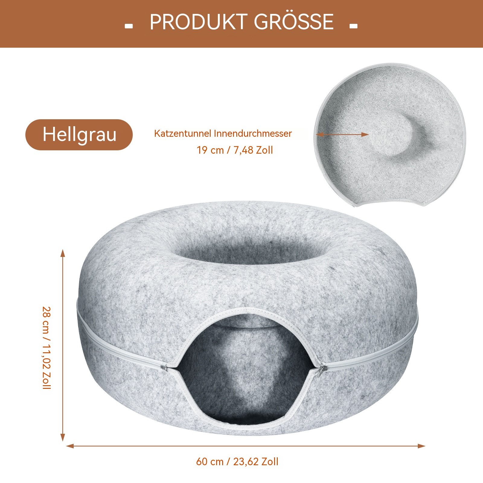 BlingBin Tierbett Katzentunnel Katzenhöhle Katzen Donut, aus Filz gefertigt, multifunktionalle Katzensofa, Katzenkorb Katzenkissen