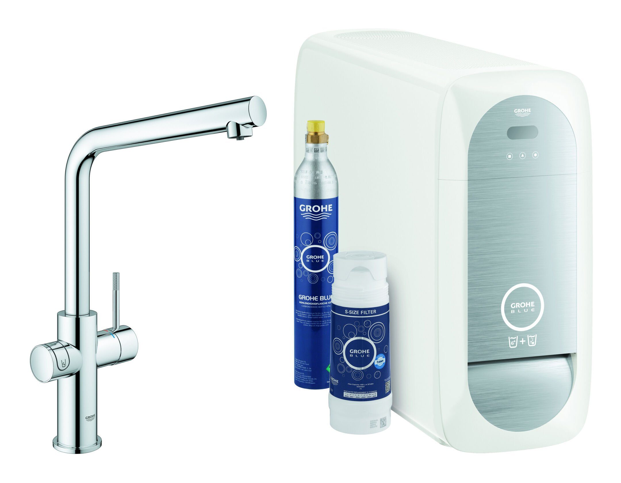 Grohe Küchenarmatur Blue Home Starterkit Spültischarmatur mit L-Auslauf