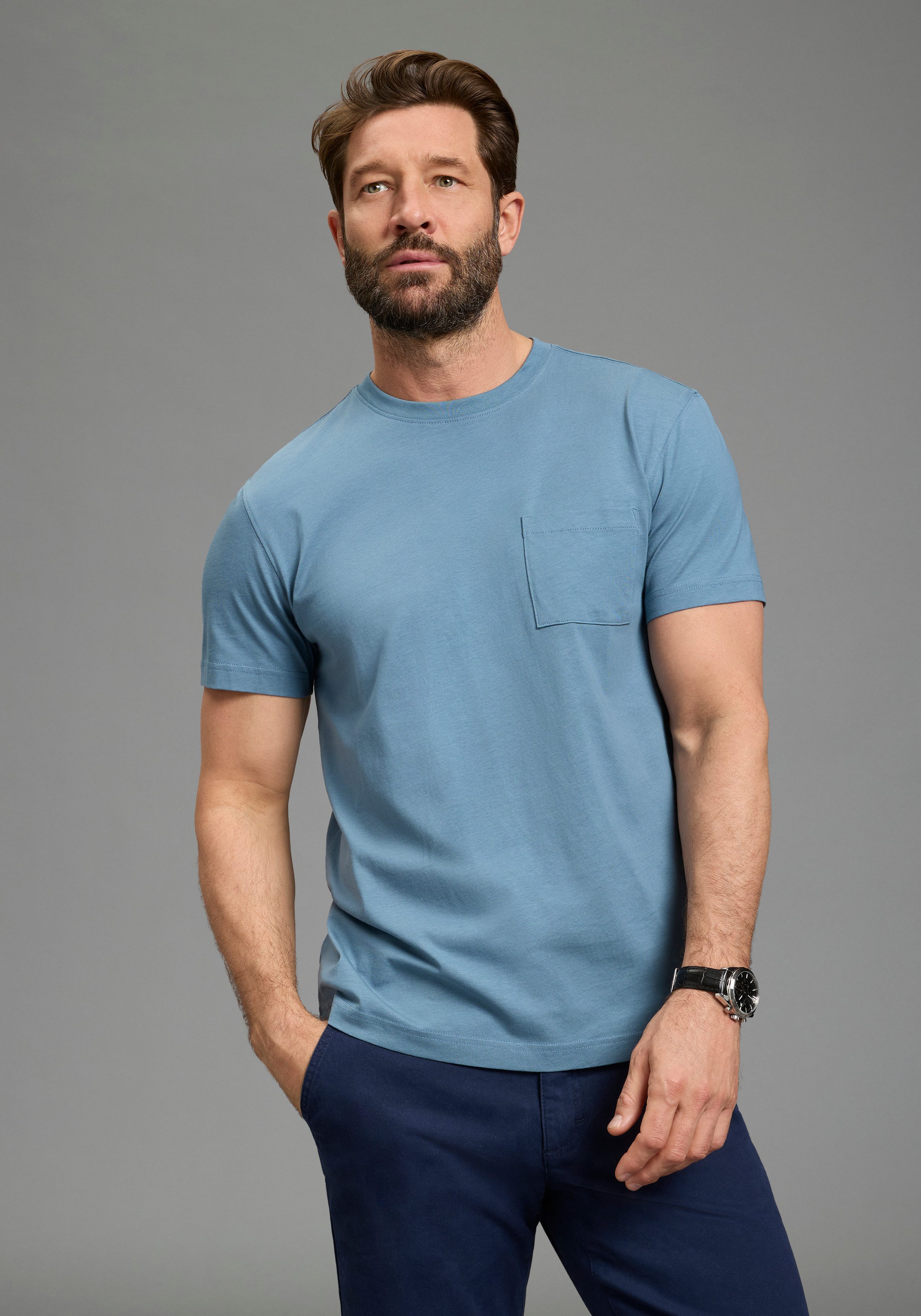 Man's World Rundhalsshirt Neue Kollektion! Regular Fit, kurzarm, mit Brustt günstig online kaufen