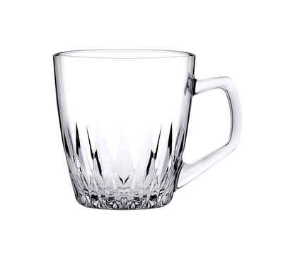 Pasabahce Gläser-Set Safir 2er, Glas, Pasabahce Safir 55713 Becher mit Quarzgriff Teeglas Set 2 Teilig