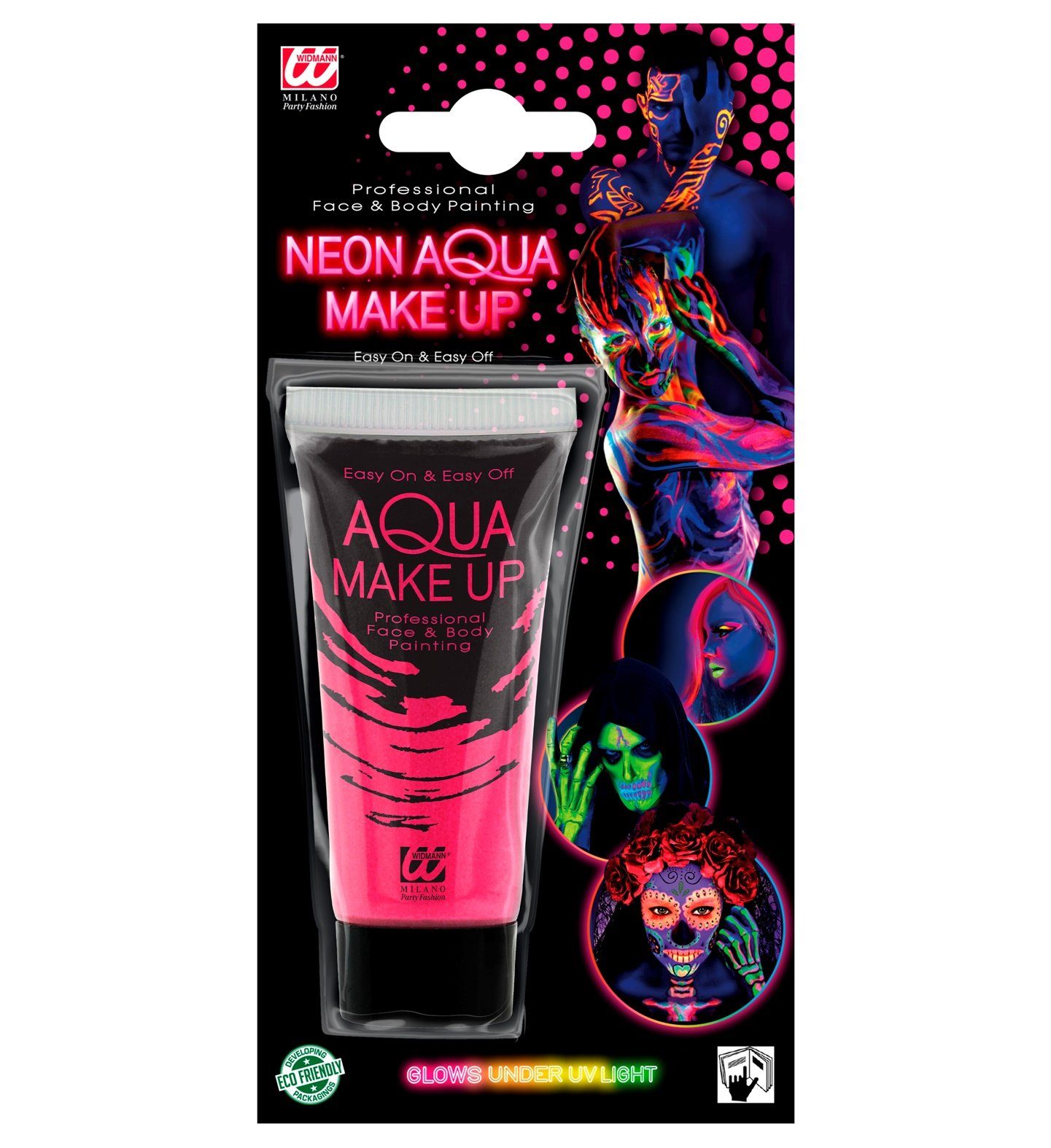 Widmann S.r.l. Theaterschminke Aqua Make-up - Tube 30 ml, Neon Pink