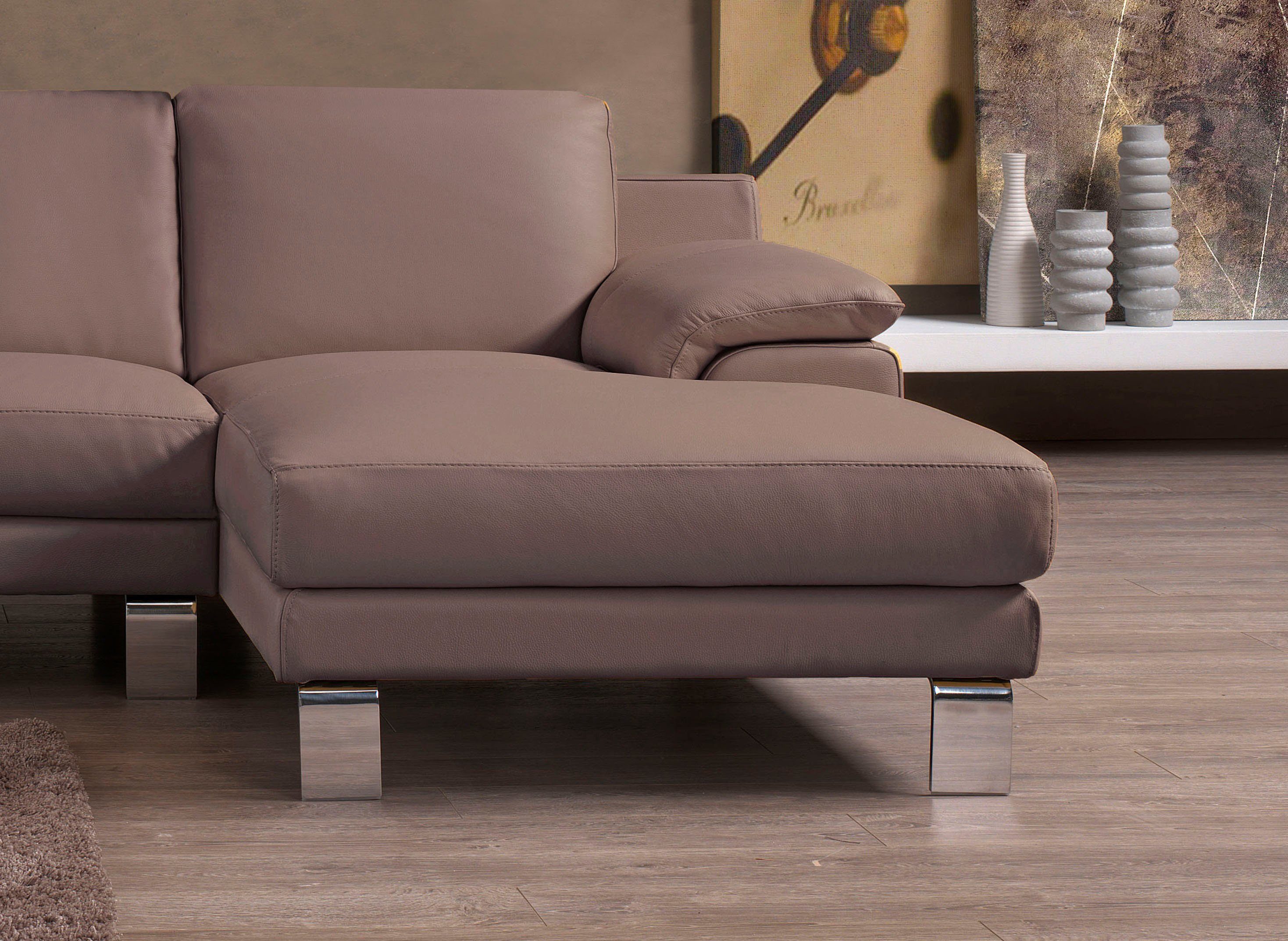 Egoitaliano Ecksofa Shakira, Design & Sitzkomfort auf hohem Niveau, Breite 236cm, L-Form, mit Recamiere, L-Form, edle Füße