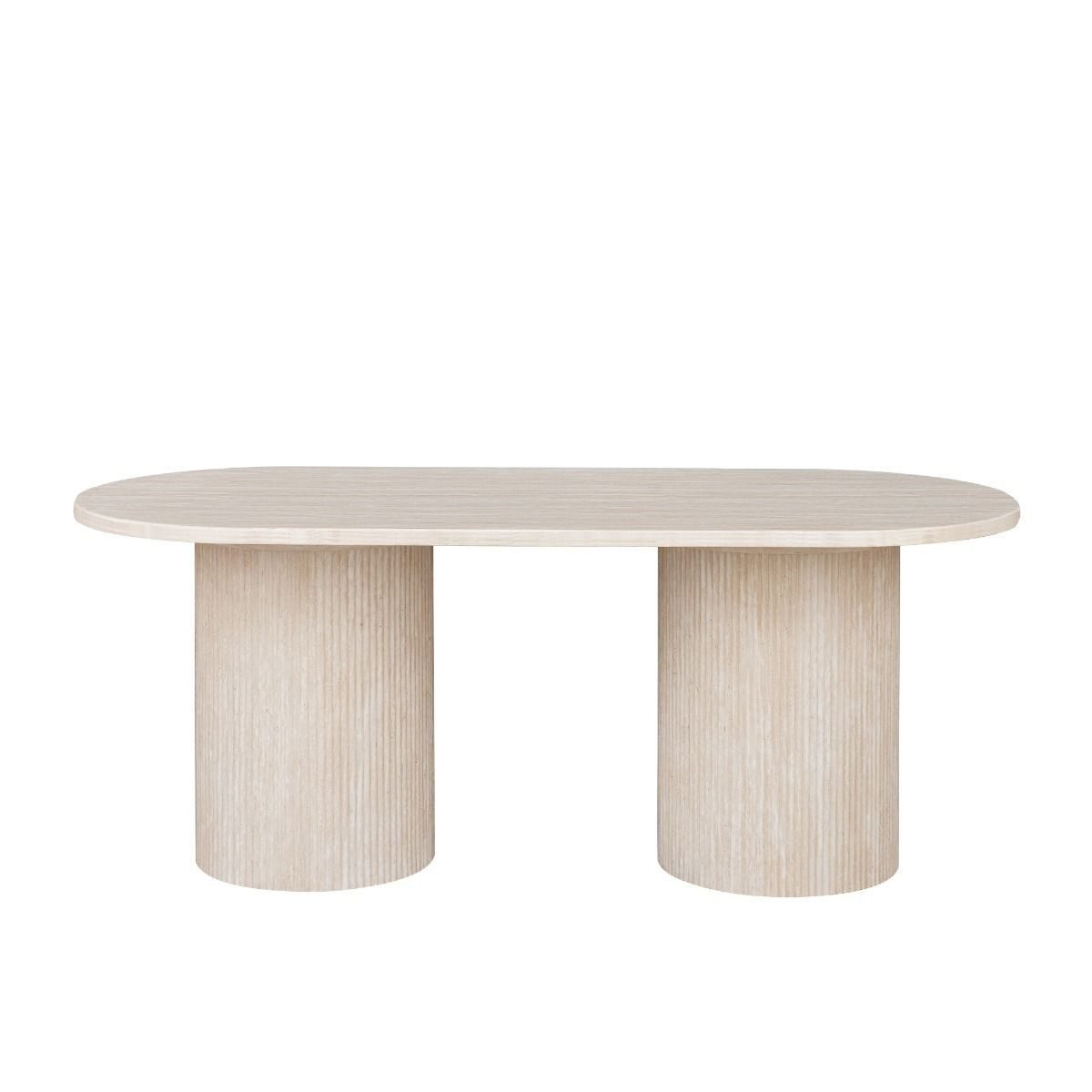 alesvelt Esstisch Trivento oval massive Tischplatte im Travertin Design Säulenstil (1-Tisch), Tischbeine im Säulenstil, 200x100x75cm