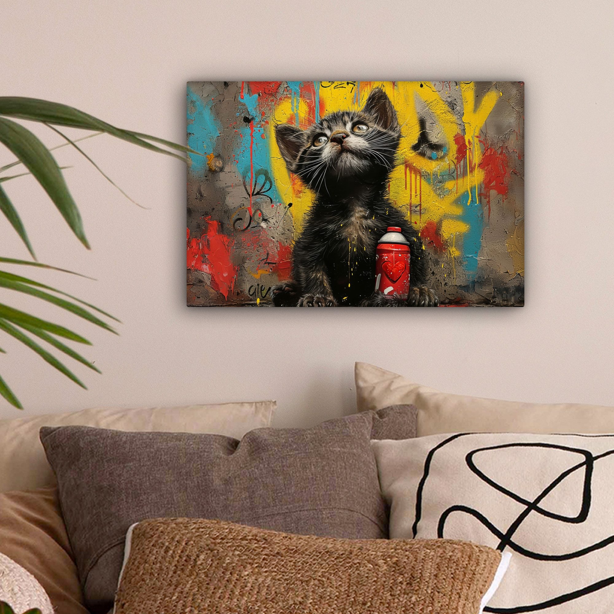 OneMillionCanvasses® Leinwandbild Graffiti - Kätzchen - günstig online kaufen
