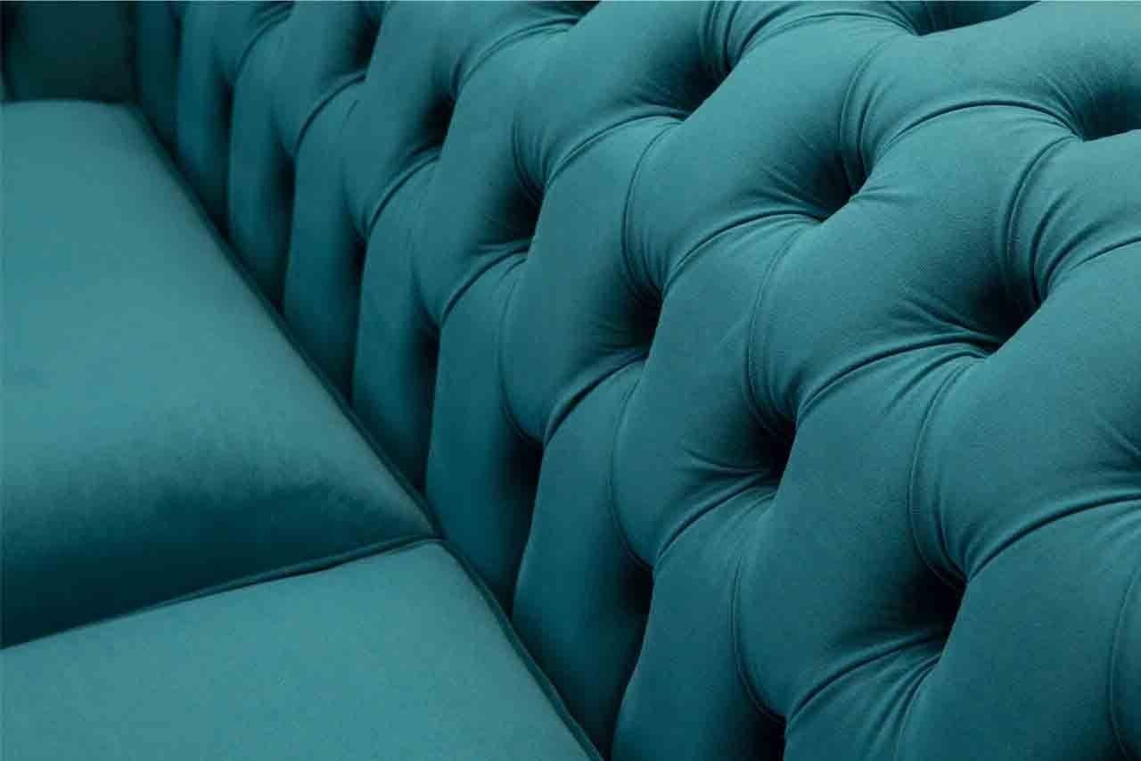 JVmoebel Sofa Blau Stoff Made Dreisitzer Polster Sofa, Chesterfield Design Europe Wohnzimmer In