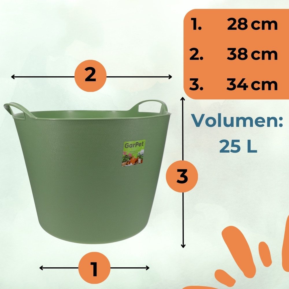 GarPet Allzweckkorb 2er Set Flexibler Eimer 25 L Wäsche Wanne Garten Korb rund Futtertrog