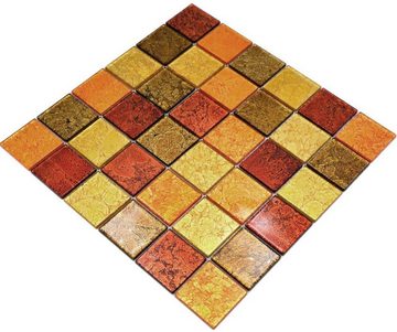 Mosani Mosaikfliesen Glasmosaik gold orange Mosaikfliese Struktur Fliesenspiegel Küche