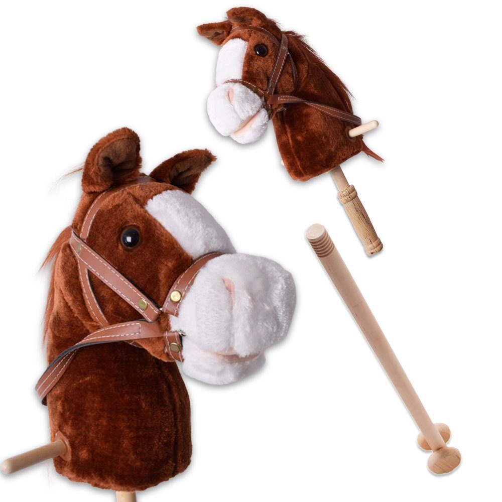 Steckenpferd Pferd zum Reiten Holzpferd Spielpferd mit Rolle und Sound