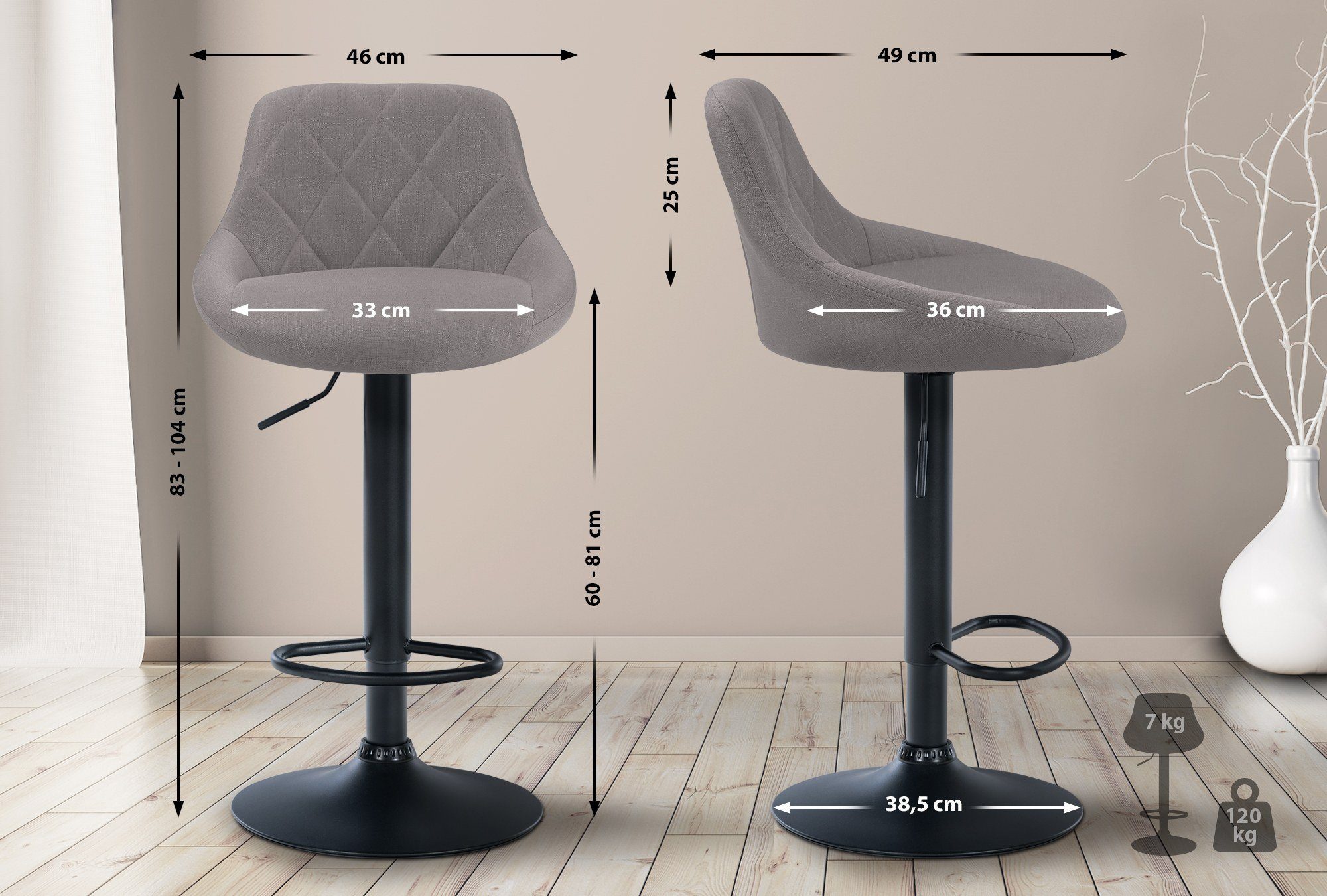 CLP Barhocker Lazio Stoff, höhenverstellbar und günstig online kaufen