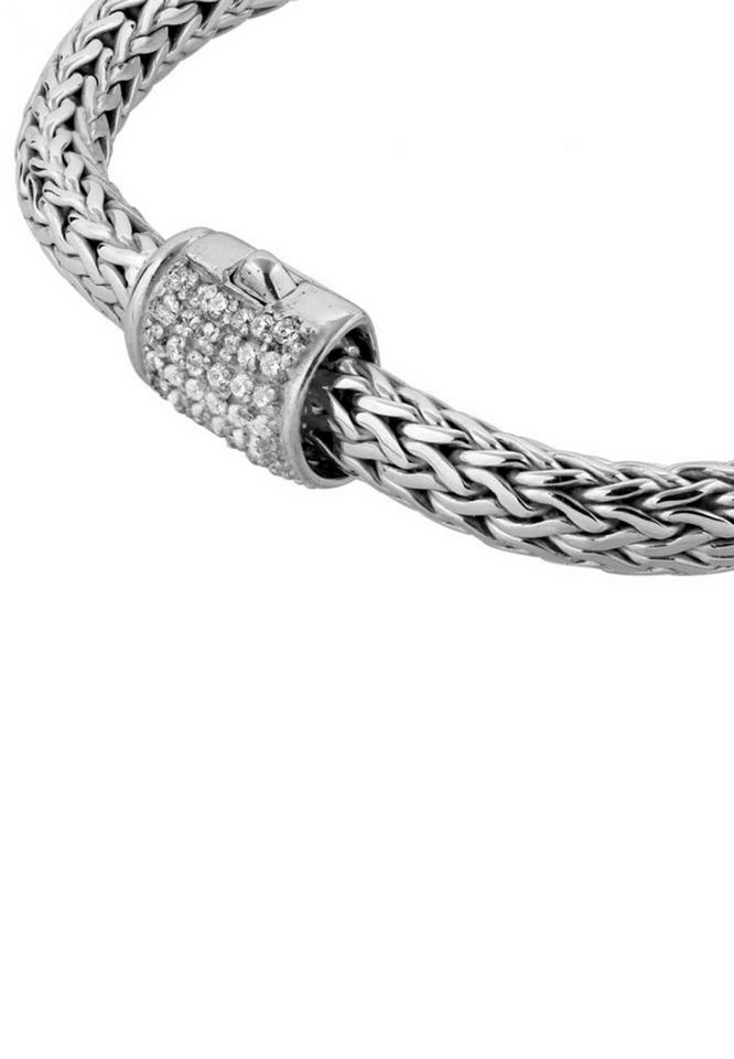 Kuzzoi Armband Gliederarmband Damen Zirkonia Kristalle 925 Silber,  Silberschmuck hochglanzpoliert und anlaufgeschützt