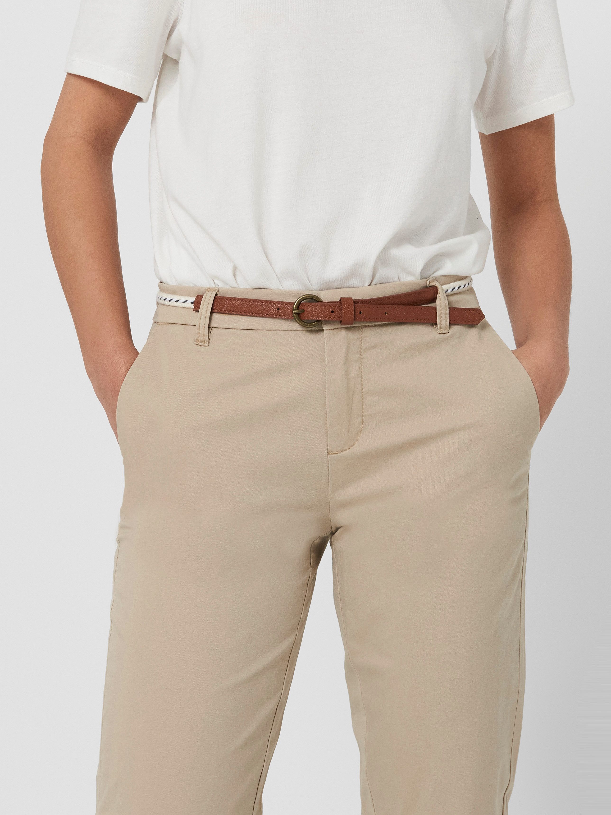 ONLY Chinohose ONLBIANA – Chinohose mit Gürtel und Umschlagsaum slim fit, m günstig online kaufen