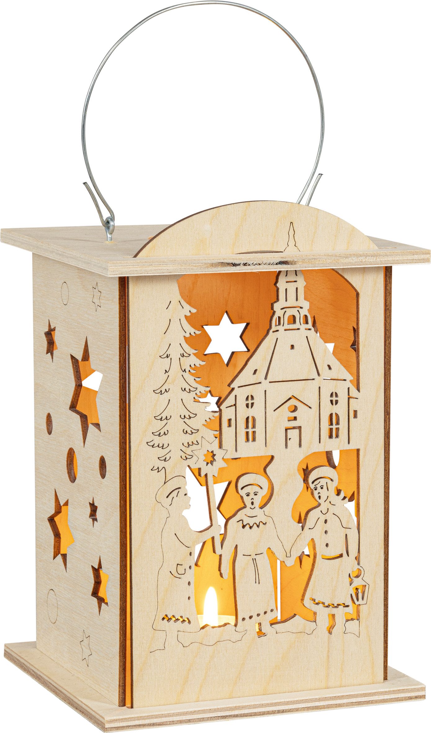 SAICO Original LED Laterne Seiffener Kirche, warmweiß für Batteriebetrieb, LED fest integriert, Nutzung mit Teelicht oder LED-Stripe, BxHxT: 16x12x12 cm