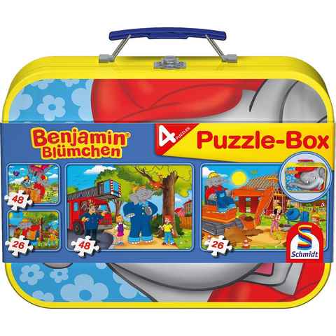 Schmidt Spiele Puzzle Puzzlebox im Metallkoffer, Benjamin Blümchen®, 148 Puzzleteile