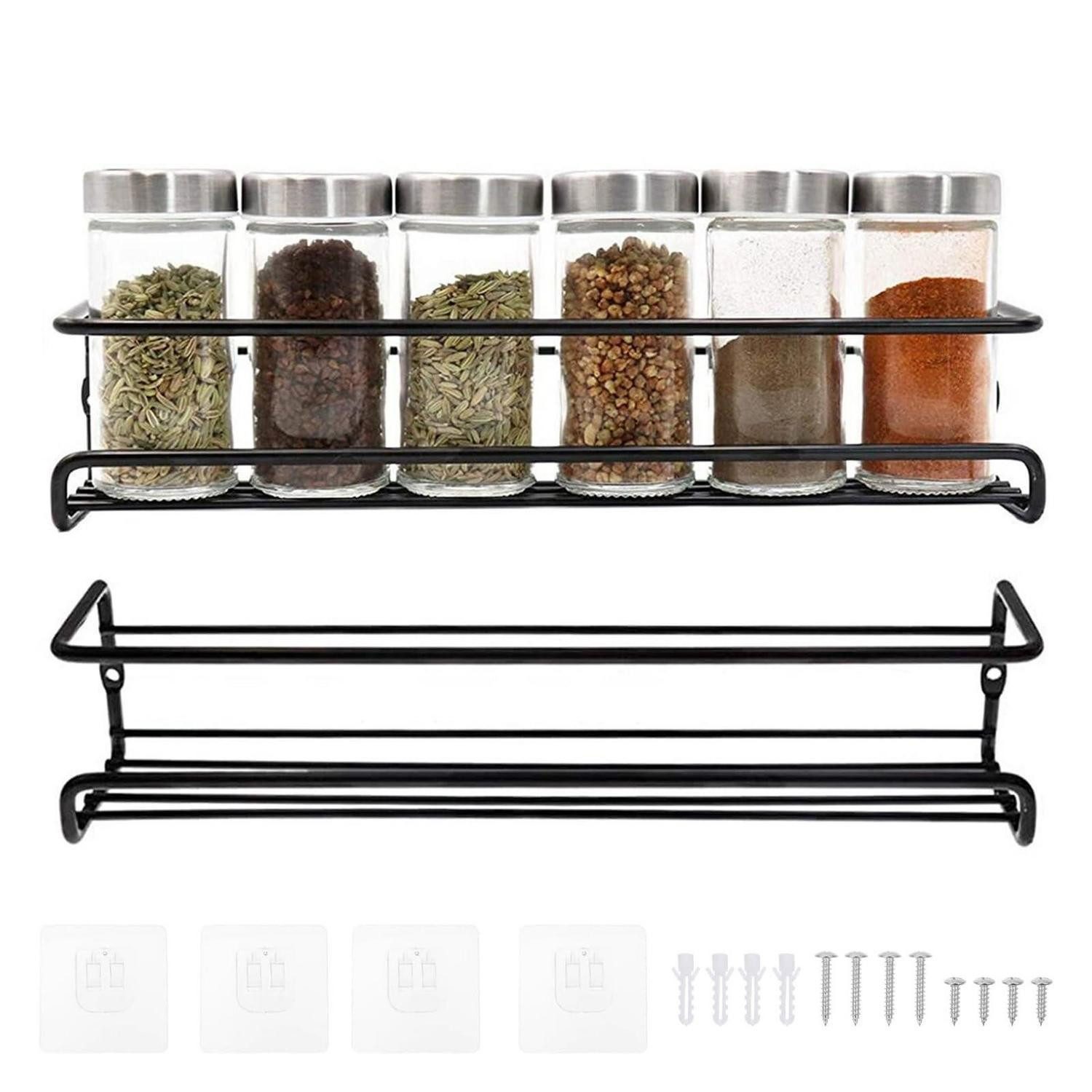 LuxusKollektion Gewürzregal Gewürzregal Wand 2er Set 29cm Schwarz, 2-tlg.
