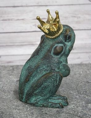 Bronzeskulpturen Skulptur Bronzefigur kleiner Frosch mit Krone