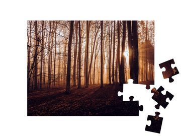 puzzleYOU Puzzle Mystischer Herbstwald mit Sonnenstrahlen, 48 Puzzleteile, puzzleYOU-Kollektionen Wälder, Wald & Bäume